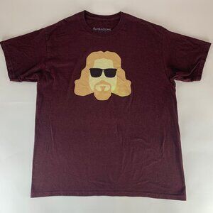 Big Lebowski The Dude Maroon Headline Short Sleeve Crewneck Shirt Mens Large